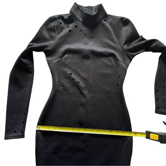 AX Paris Womens/Teen Black Mock Neck Bodycon Dress size 10 Fitted Penny Cut out - Picture 6 of 8